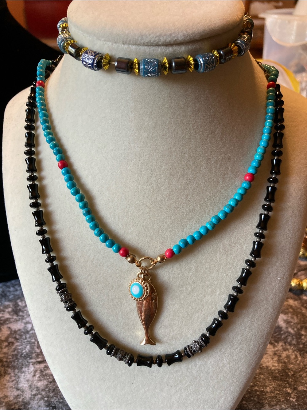 3 Pieces Beaded JewSet Necklaces & Bracelet